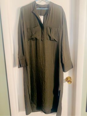 Zara Olive Green Button-Front Tunic NWT